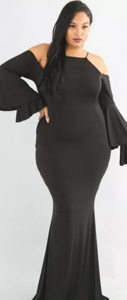 Black Cold Should Flare Maxi Dress Size 2x